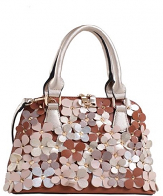Faux Leather  Flower Print  Shoulder Handbag  87473